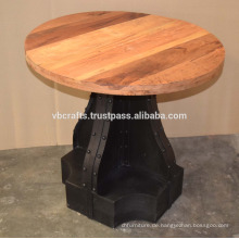 Industrial Metal Riveted Base Recycling Holz Top Tisch